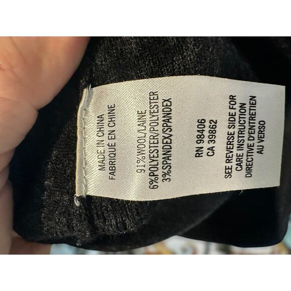 Theory Mini Pencil Knit Wool Skirt in Black Houndstooth Print Size Small - Picture 8 of 8